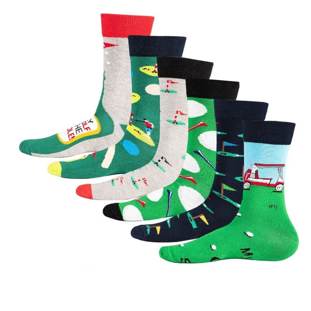 Soxy Mens Golf Ball Cotton Socks (Pack of 6) / Multicolored